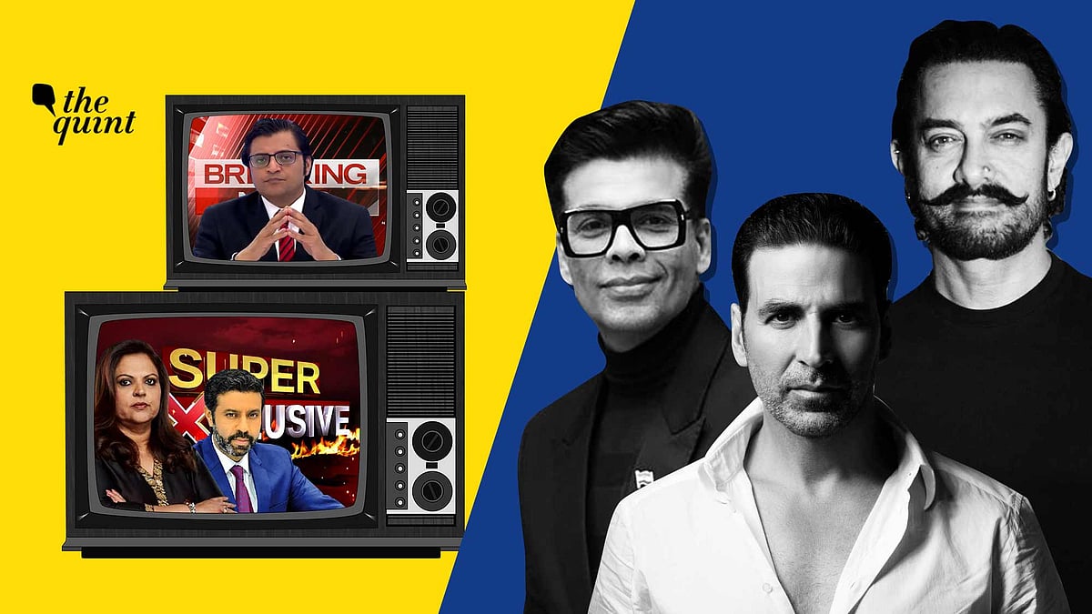 Arnab Goswami, Navika Kumar, Rahul Shivshankar (L) and Karan Johar, Akshay Kumar and Aamir Khan.