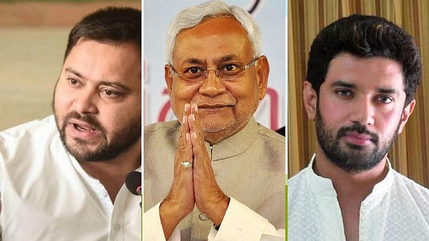 L-R: Tejashwi Yadav, NItish Kumar, Chirag Paswan