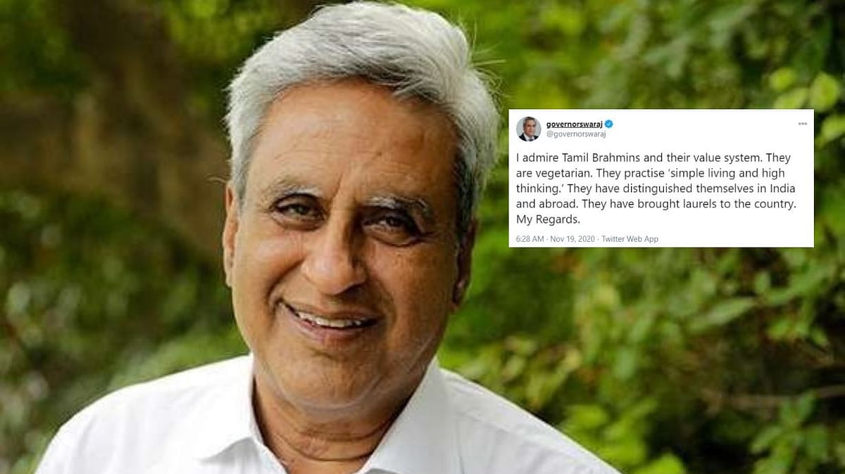 Swaraj Kaushal, husband of late BJP leader Sushma Swaraj and former Mizoram governor, praised the ‘value system’ of Tamil brahmins.