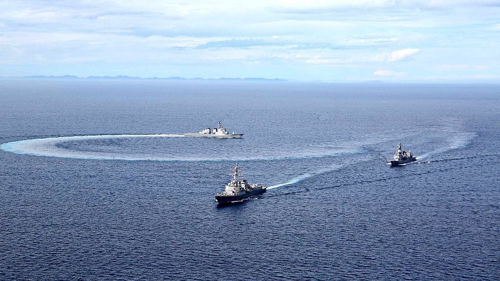 Image of ships that will participate in the Malabar Exercise. 