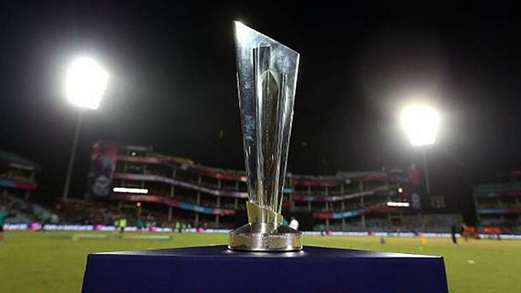 Men’s T20 World Cup trophy on display. 