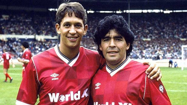 Gary Lineker and Diego Maradona. 