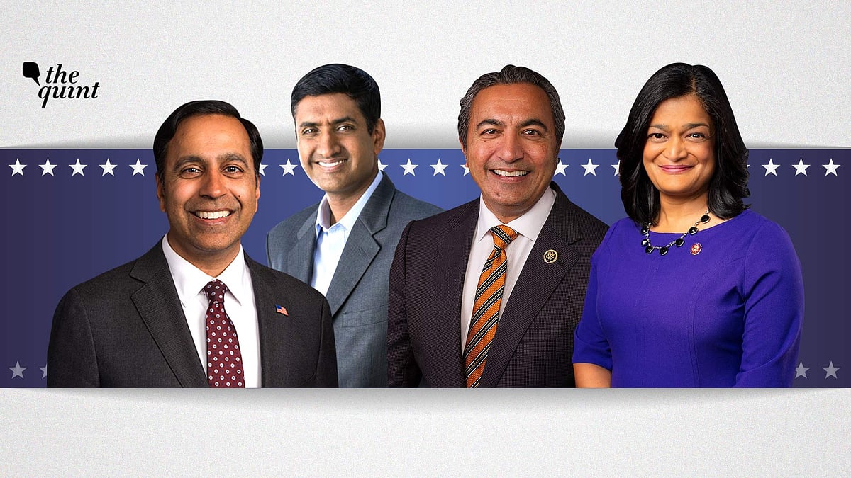Congressmen Raja Krishnamoorthi, Ro Khanna, Dr Ami Bera and Congresswoman Pramila Jayapal who have been re-elected to the US House of Representatives in 2020. 