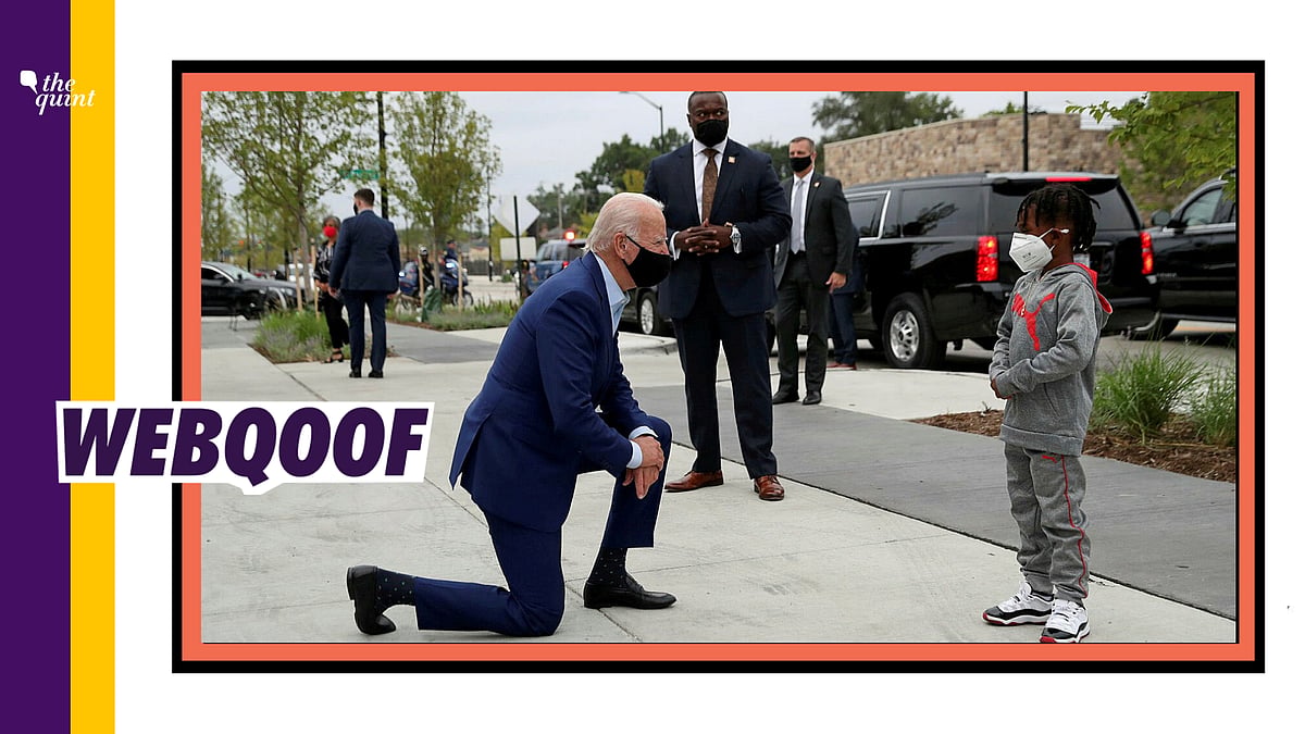 The image Biden’s campaign in Michigan when he was interacting with CJ Brown, the son of an apparel store’s owner.