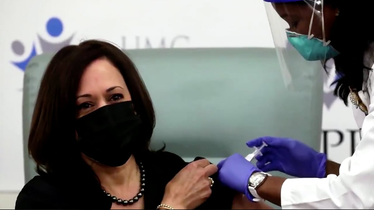 Vice President, Kamala Harris gets the COVID-19 vaccine on live television 
