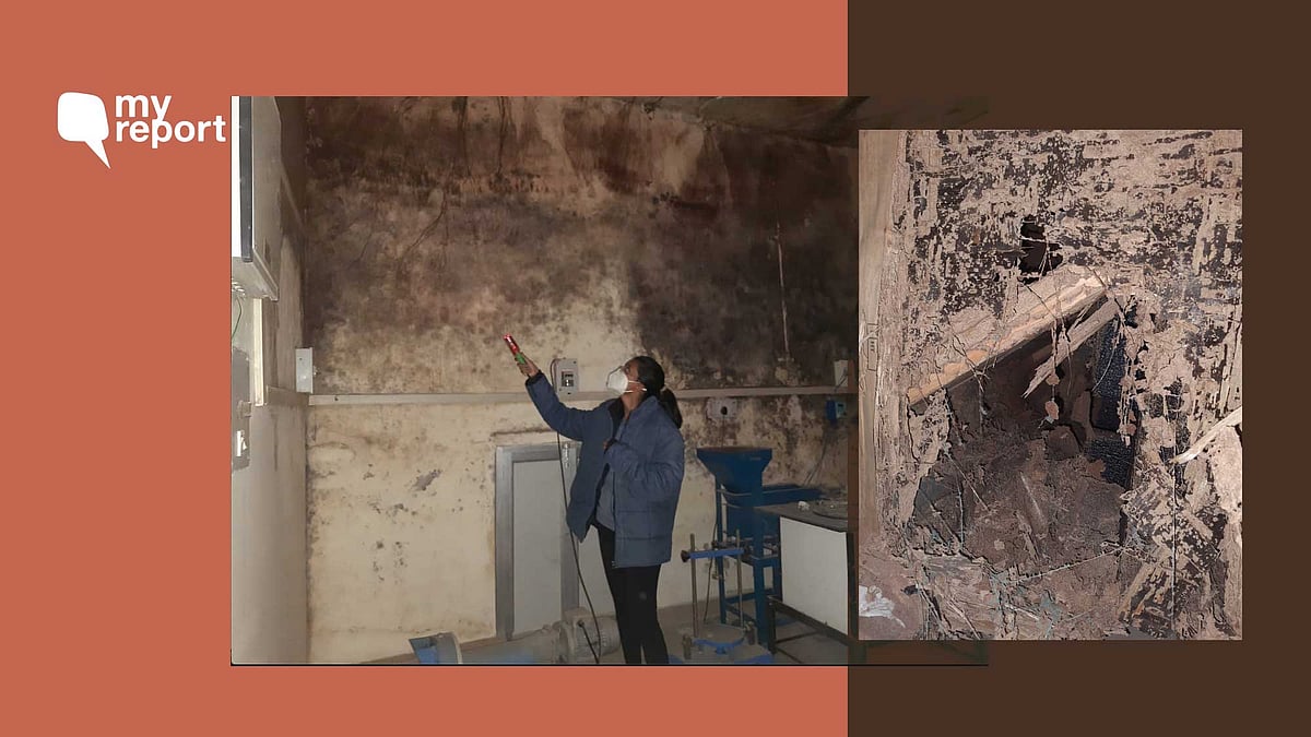 The walls of the lab had dampened and the roof was leaking.