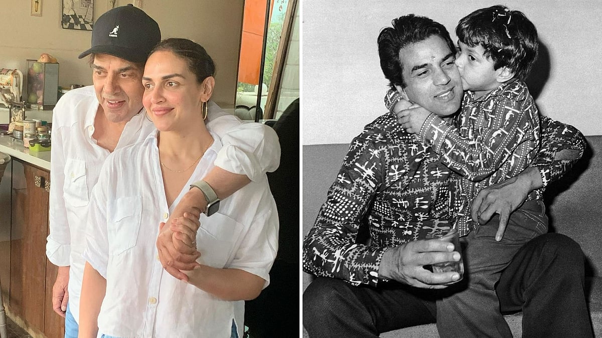 Esha and Bobby Deol wish Dharmendra on his birthday.
