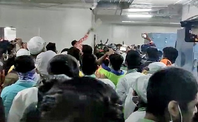 A visual from the violence at the factory.