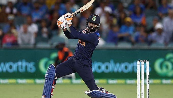 Ravindra Jadeja during his half century in the third ODI. 