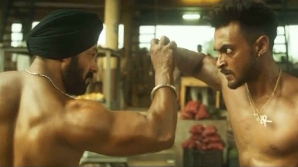 Salman Khan and Aayush Sharma in a still from <i>Antim</i>.