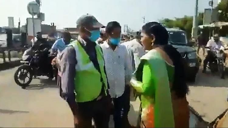 Devalla Revathi, floor leader of Guntur Zilla Parishad was caught on camera physically assaulting a toll-booth employee who allegedly demanded toll tax from the politician.