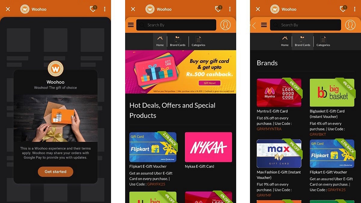 The Woohoo gifting platform on Google Pay.