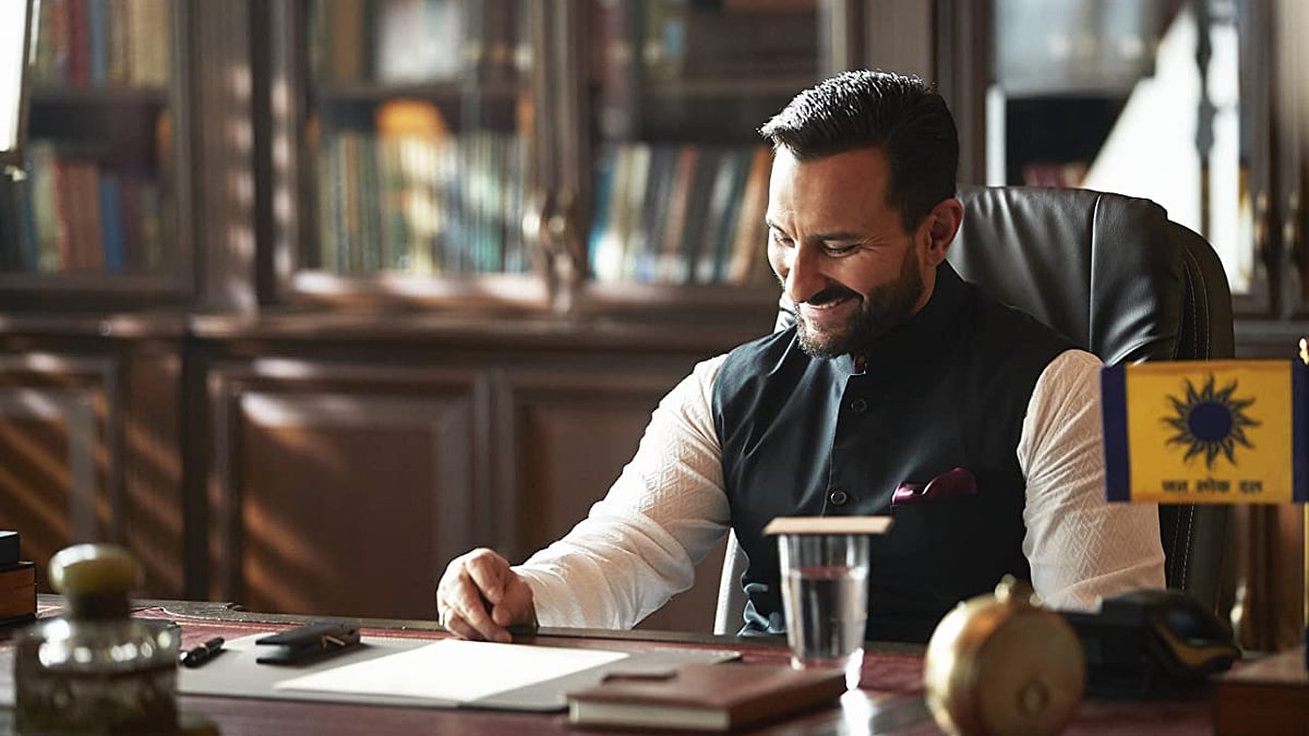 Saif Ali Khan as politician Samar Pratam Singh in <i>Tandav</i>.