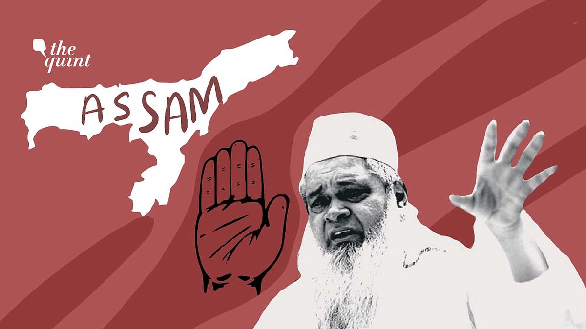Image of Congress party’s hand symbol, and image of AIUDF’s leader Badruddin Ajmal used for representational purposes.