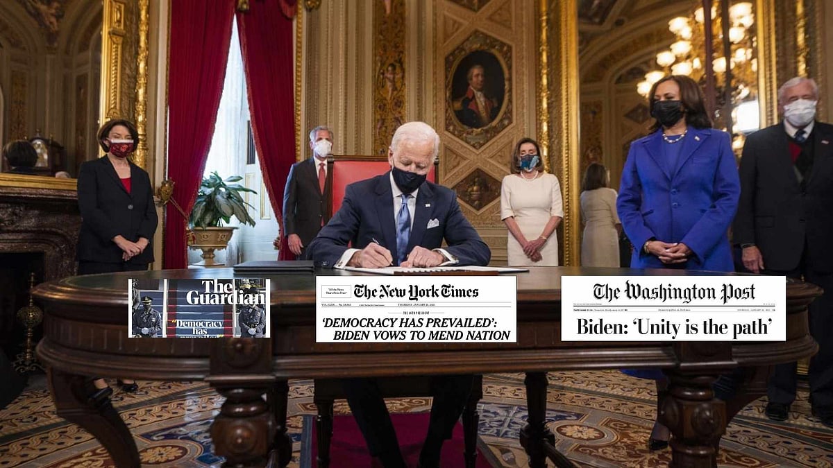 Here is a look at how major newspapers across the world and at home reported President Biden’s inauguration.