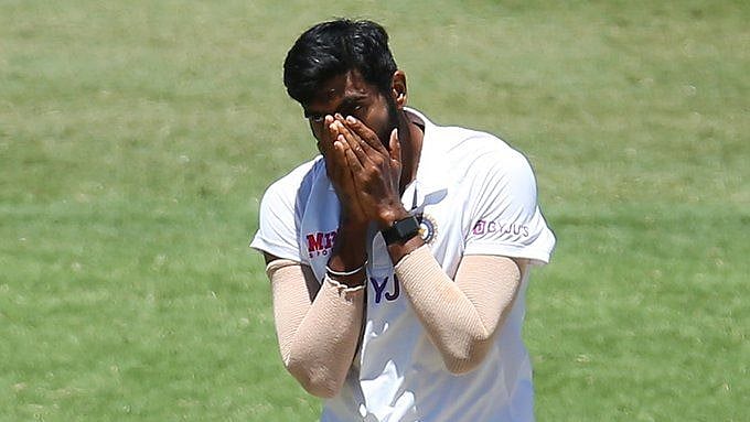 <div class="paragraphs"><p>File: Jasprit Bumrah reacting during his spell</p></div>