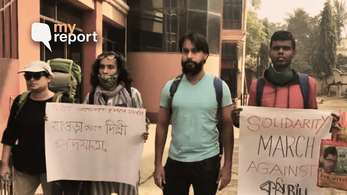 Theatre actor and activist Joyraj Bhattacharjee, along with three friends, chose to walk from West Bengal to Singhu Border in New Delhi.