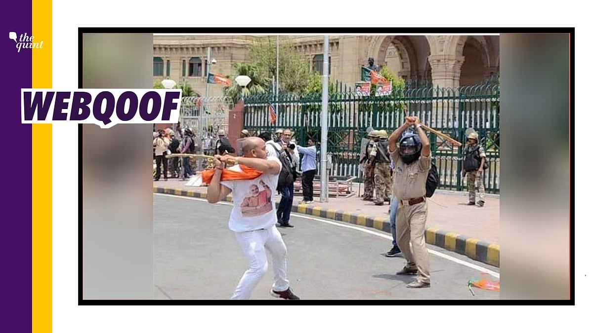 The image can be traced back to 2014, when BJP activists protested against the deteriorating law and order in Uttar Pradesh.