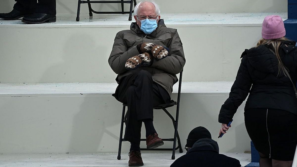 Bernie Sanders in mittens become a viral meme on the Inauguration Day