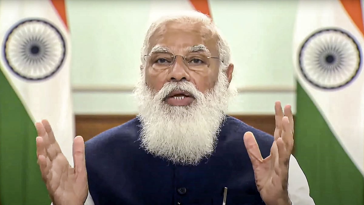Prime Minister Narendra Modi speaks during the 6th meeting of Governing Council of Niti Aayog, via video conferencing, in New Delhi.