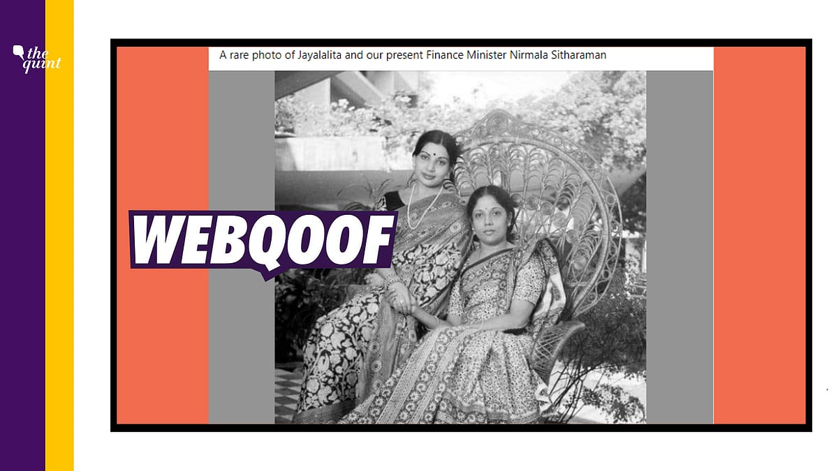We found that the image showed Jayalalithaa sitting with Tamil writer Sivasankari and not Sitharaman.