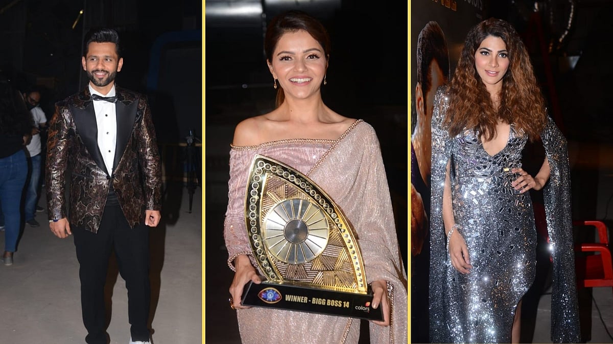 <p>BiggBoss14 winner Rubina Dilaik and runners-up Rahul Vaidya and Nikki Tamboli.</p>