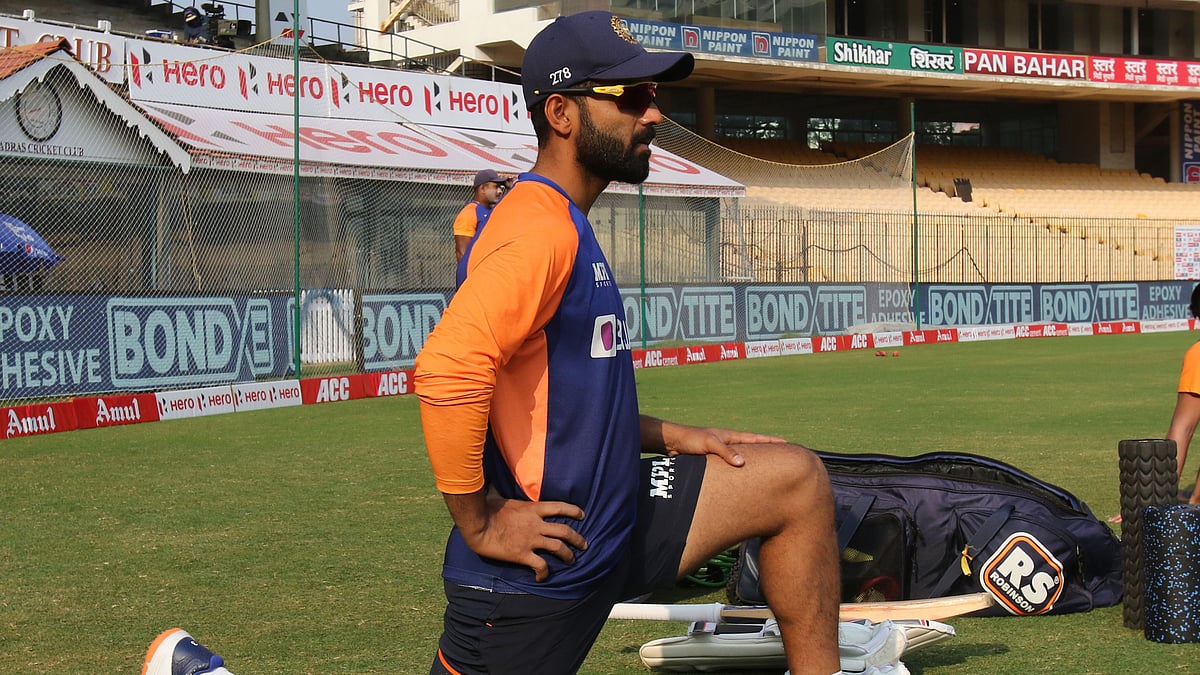 <div class="paragraphs"><p>Ajinkya Rahane watches on during a training session</p></div>