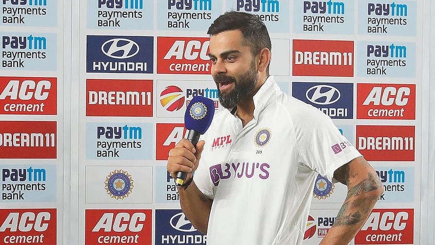 Virat Kohli speaks after India win the third Test at Motera.