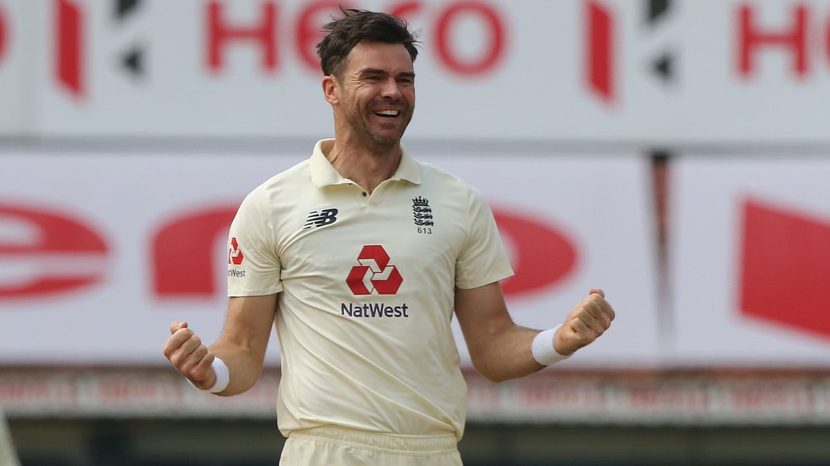 James Anderson&nbsp; celebrates an Indian wicket on Day 5 in Chennai.&nbsp;