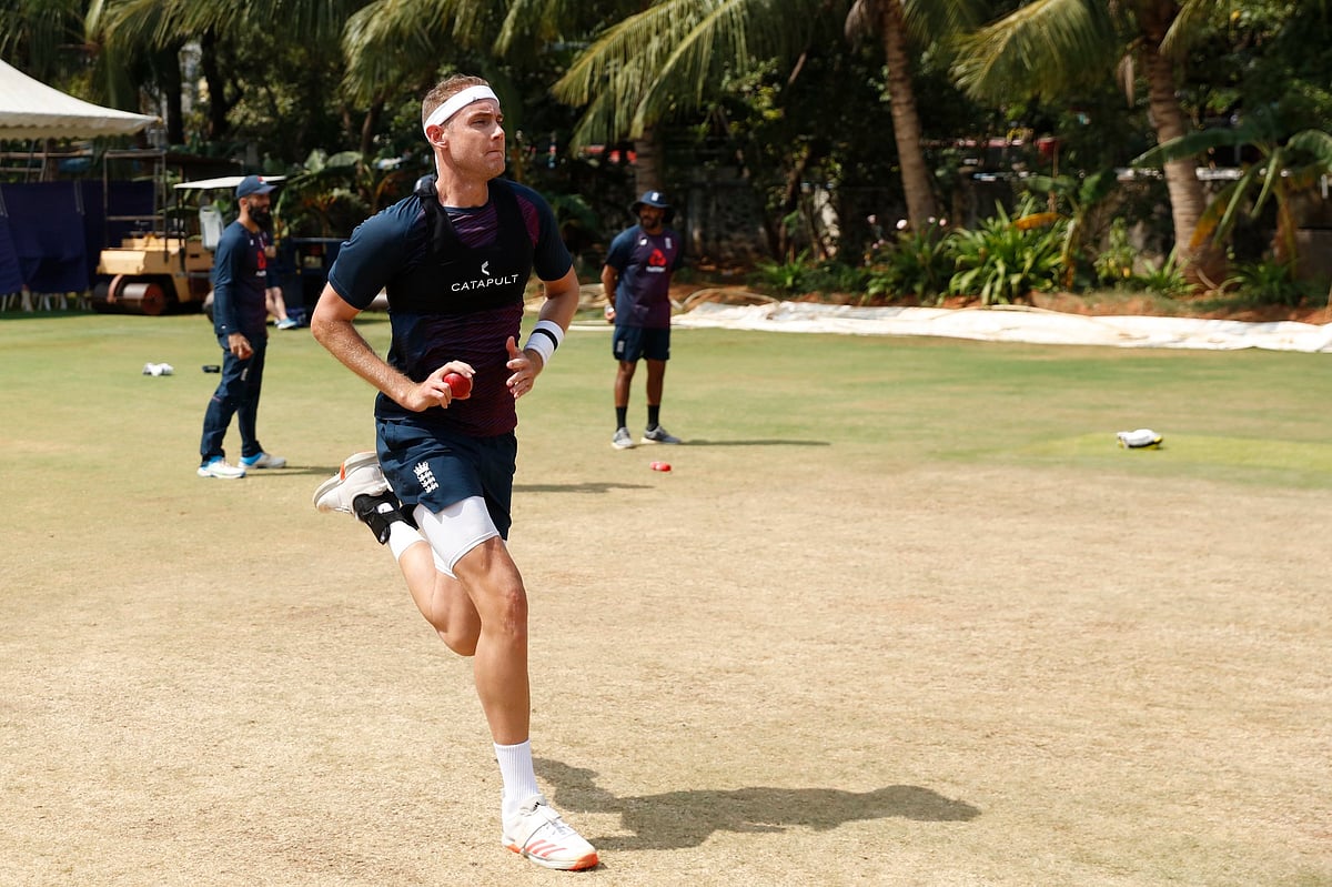 Stuart Broad during a training session in Chennai