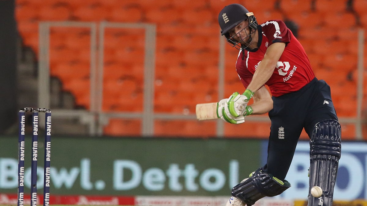 Jos Buttler on the attack against India in the 3rd T20I.