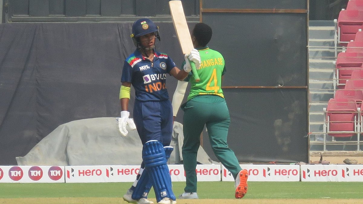 Punam Raut after scoring a century in the 4th ODI against SA. 
