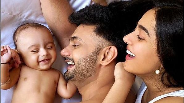 Amrita Rao with her husband RJ Anmol and son Veer