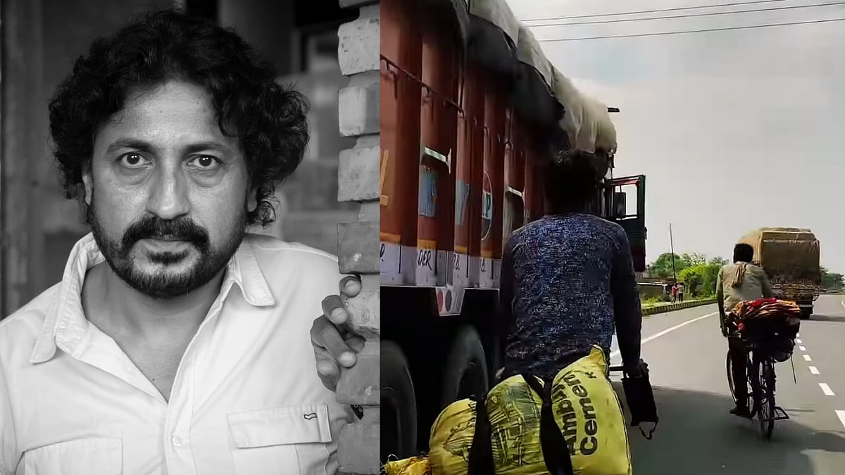Director Vinod Kapri and a still from his documentary '1232 KM'