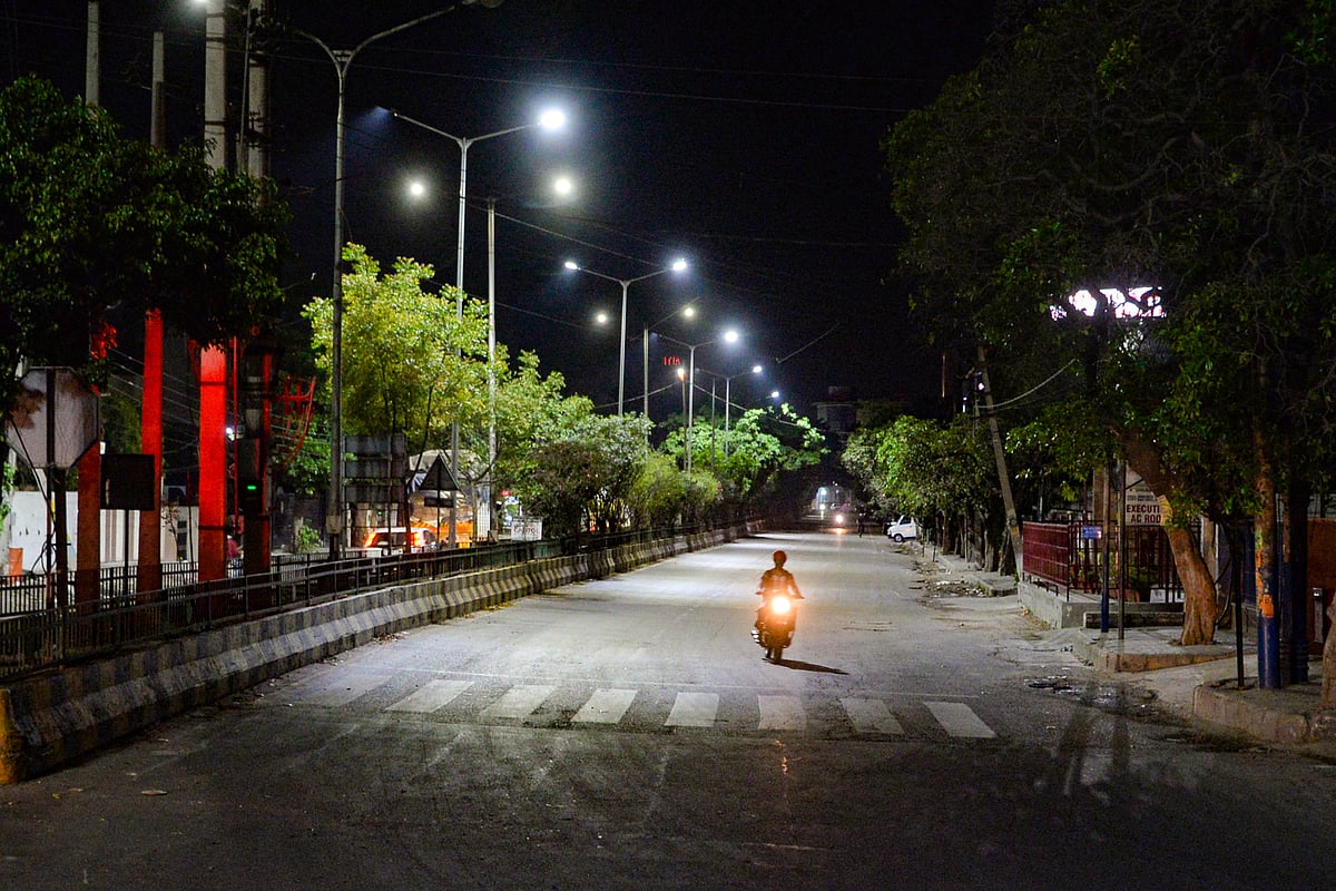 A city street wears a deserted look during night curfew. Image used for representative purposes. 