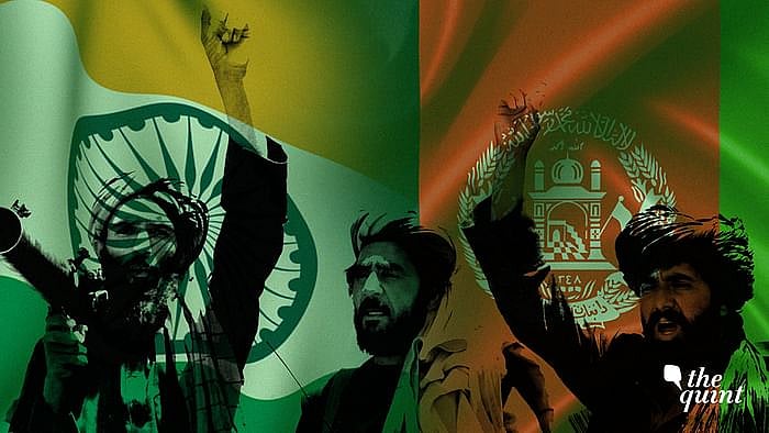 Image of India & Afghanistan’s flags (background) and Afghan Taliban used for representational purposes.