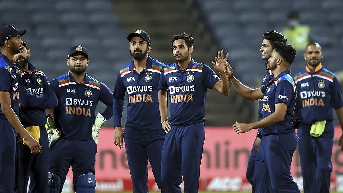 India celebrate fall of an England wicket