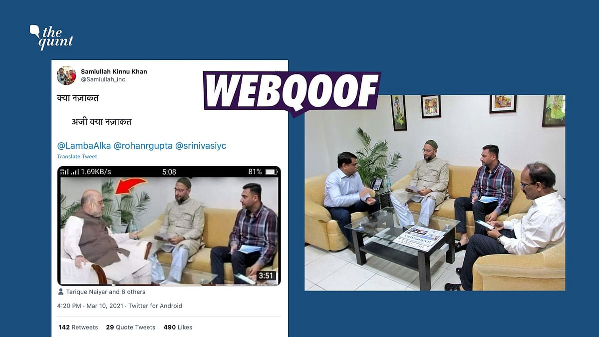 A morphed image of Amit Shah and Asaduddin Owaisi is being shared on social media.