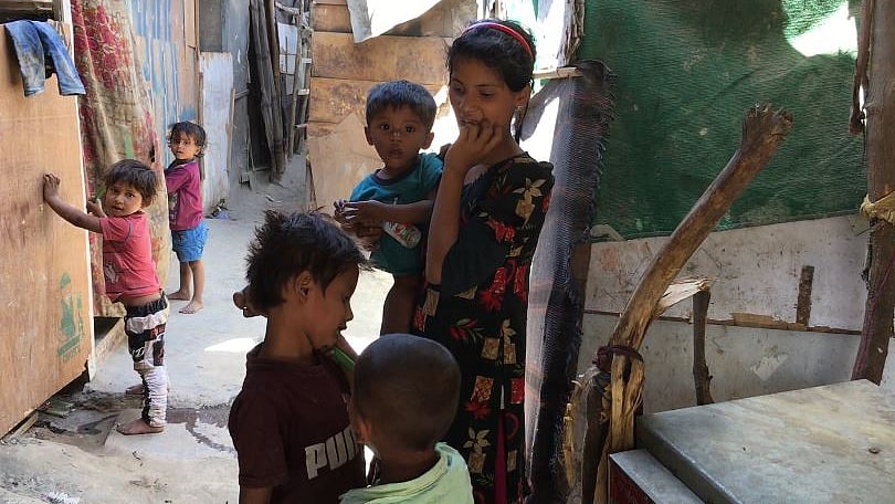 Kids in the  refugee colony in Kanchan Kunj, Delhi.