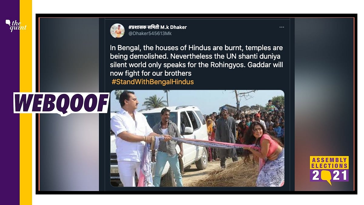A still from Bhojpuri film ‘Aurat Khilona Nahi’ which was released in 2014 is doing the rounds on social media with a claim that it shows Hindus being “tortured” in the state.