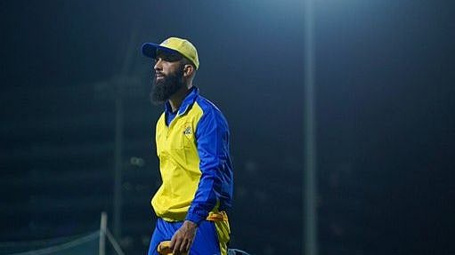 Moeen Ali at a training session with Chennai Super Kings ahead of IPL 2021. 