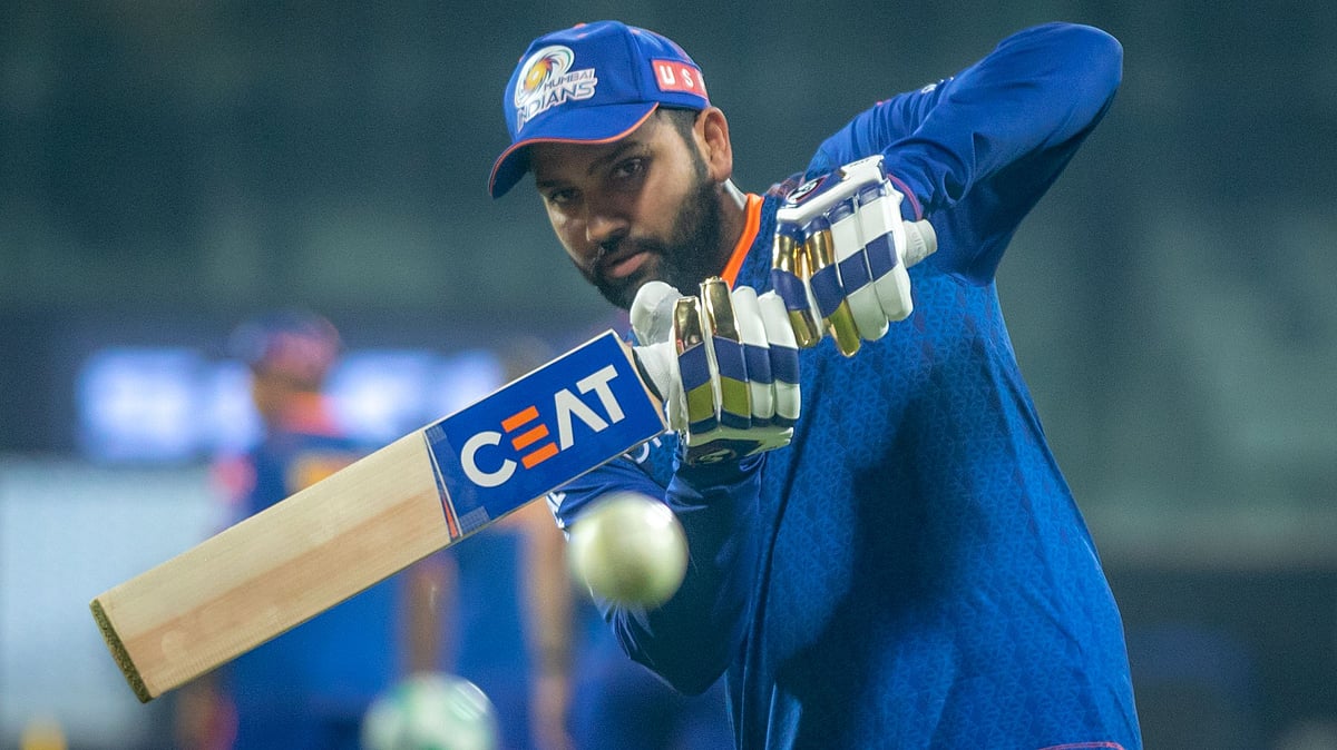 Rohit Sharma during a training session during IPL 2021.&nbsp;