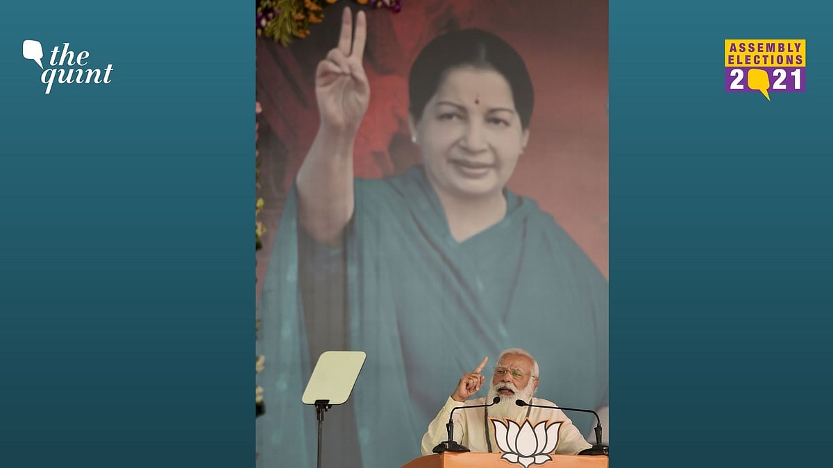 Prime Minister Narendra Modi Friday, 2 April 2021, addresses a public meeting in Madurai as part of his election campaign in support of the NDA ahead of Tamil Nadu assembly polls.