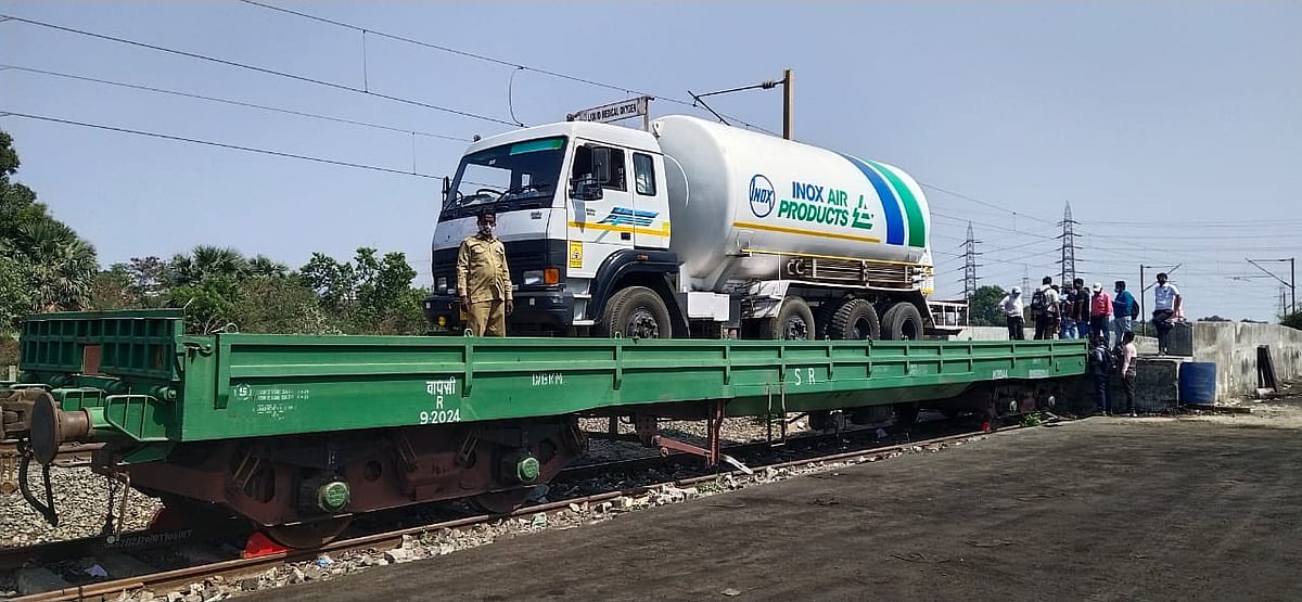 First oxygen express train headed from Vizag to Maharastra. 