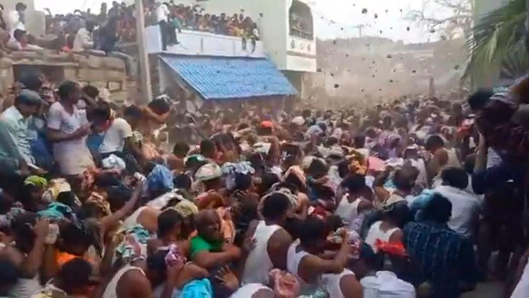 Violating COVID Protocols, Thousands Fling Dung at AP Ugadi Fest
