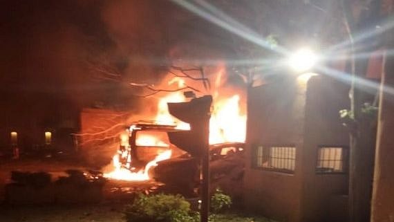 Fire breaks out at the blast site in Quetta, Pakistan’s southwest Balochistan province
