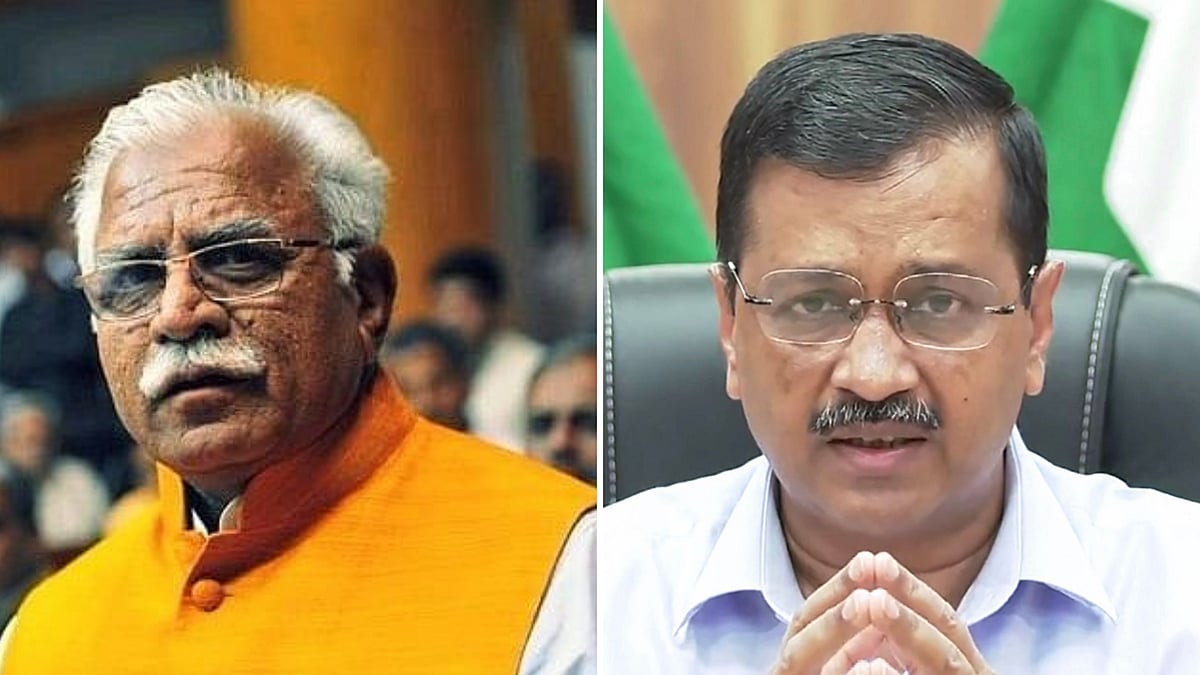 Delhi Chief Minister Arvind Kejriwal and Haryana Chief Minister Manohar Lal Khattar