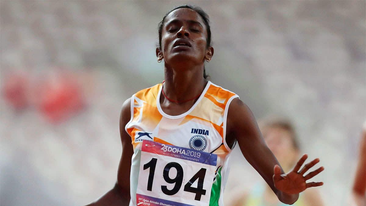 Gomathi Marimathu in action at the Doha Games. 