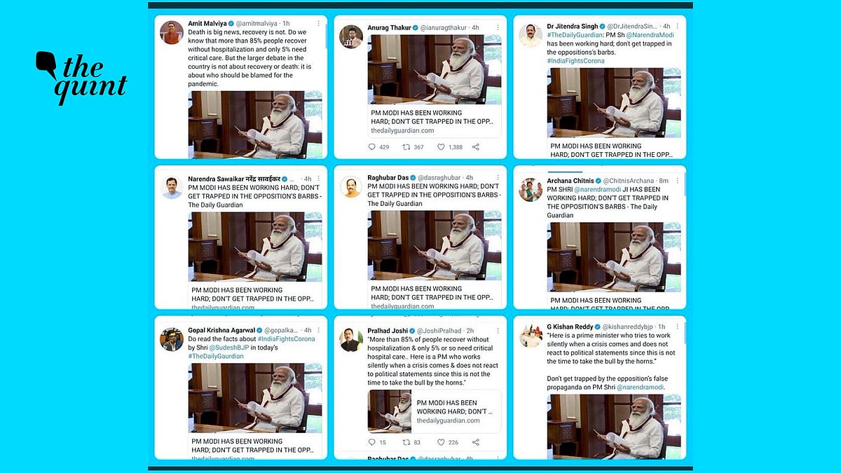 Several union ministers shared The Daily Guardian article claiming PM Modi is working hard. 