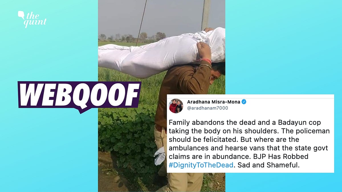 <div class="paragraphs"><p>An old photo of a UP policeman carrying a dead body is being claimed as recent one. </p></div>